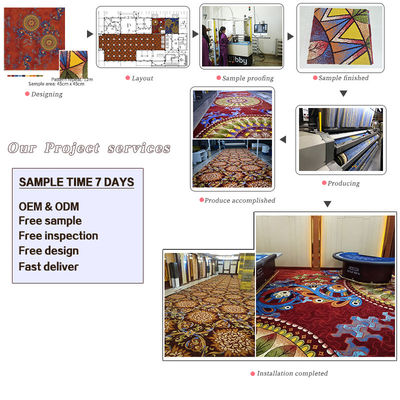 Hotelkamer hal Anti-slip Wand-aan-Wand Tufted Nylon tapijt met abstract patroon
