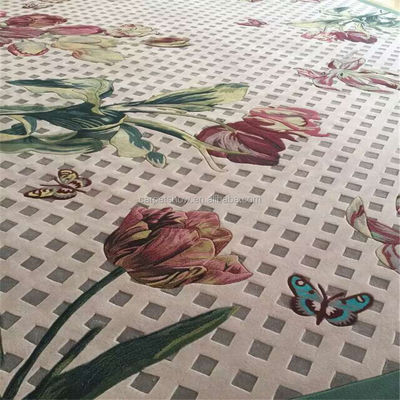 Rectangular Flower Pattern Mat 100% Wool Acrylic Tufted Cut Pile 10mm Dikte voor Badkamer Gebed
