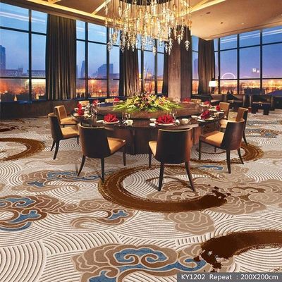Brandbestendig banketkamer hotel tapijt met gemiddelde stapelhoogte en 3D-geprinte ontwerp