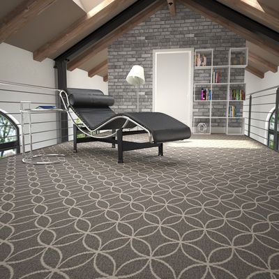 Commerciële moderne grijze wol en nylon tapijt voor hotelkamercorridor
