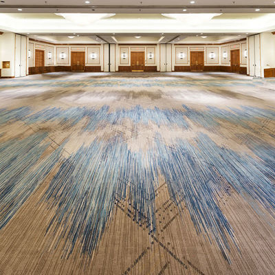 Banketzaal vloer rechthoekig brandwerend nylon tapijt 2m x 4m in blauw gestreepte ontwerp