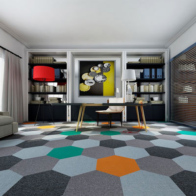 550 g/m2 Pile Weight Office Hexagon Shape Nylon Decorative Carpet Tiles voor vloeren