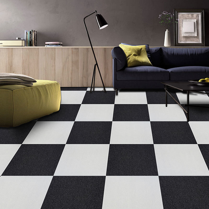 Abstract Beijing Silverstone akoestische zwart-wit tapijt tegels geweven gesneden stapel vierkant tapijt slaapkamer buitendeur golf gebed PP materiaal