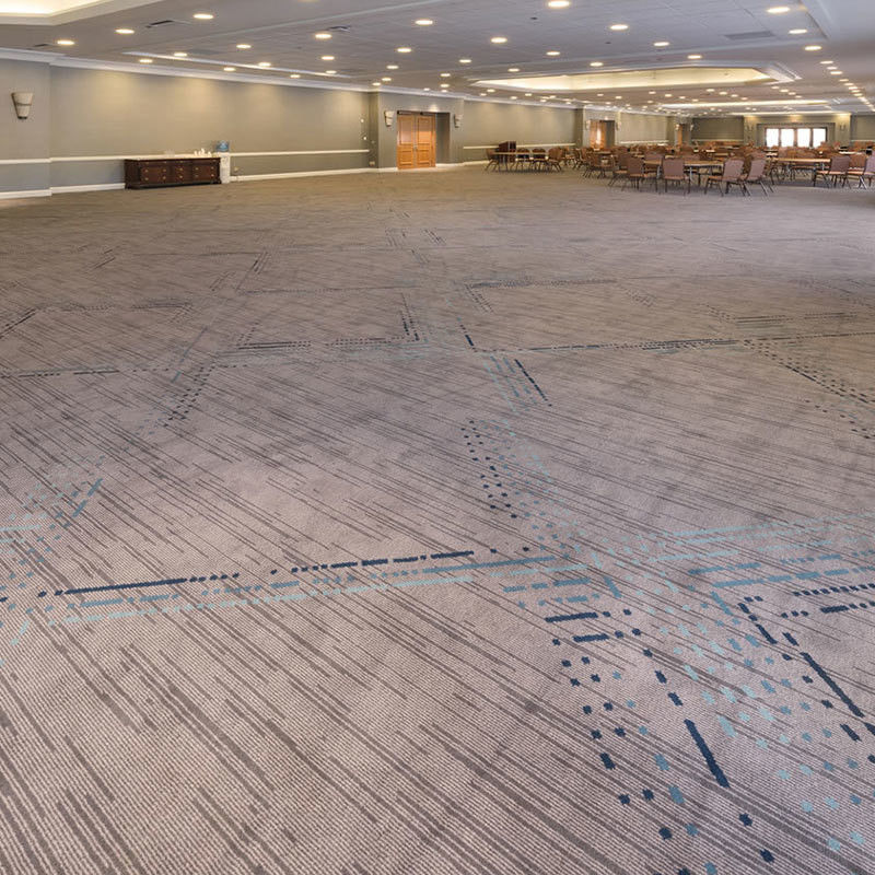 Banketzaal vloer rechthoekig brandwerend nylon tapijt 2m x 4m in blauw gestreepte ontwerp